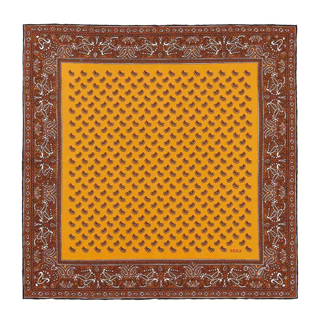 Almond Soave Golden Yellow Pocket Square Serà Fine Silk