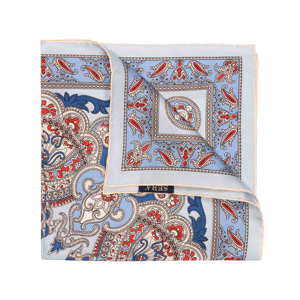 Torcello Light Blue Silk Pocket Square Serà Fine Silk