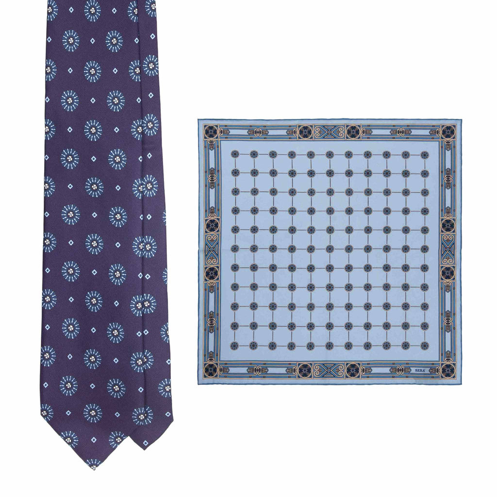 Purple Silk Tie & Milano Daylight Pocket Square Set Serà Fine Silk