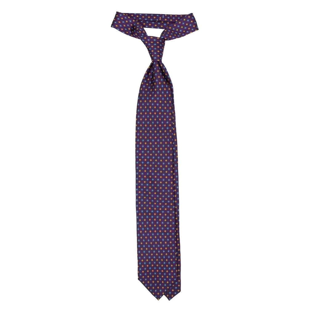 Purple Silk Tie & Green Pepper Barolo Pocket Square Set Serà Fine Silk