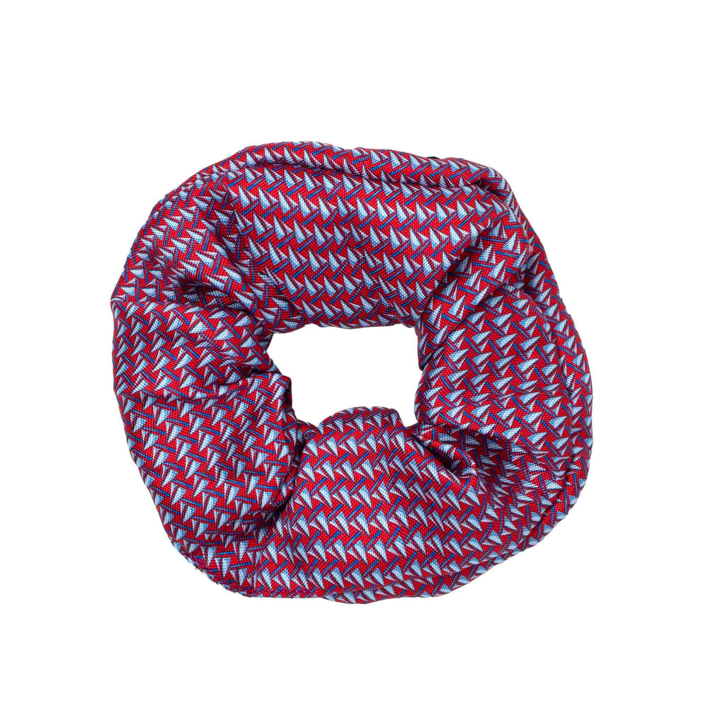 red blue sailboat silk scrunchy