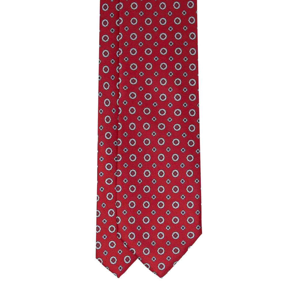 Red and Grey Pattern Silk Tie Serà Fine Silk