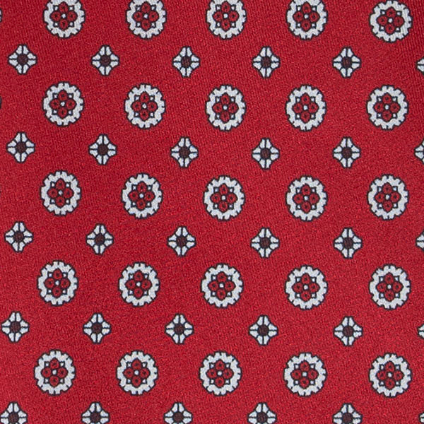 Red and Grey Pattern Silk Tie Serà Fine Silk