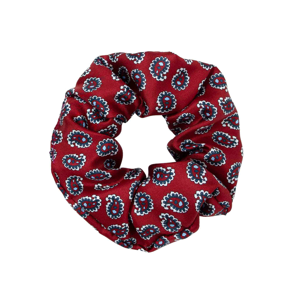 red paisley silk scrunchy