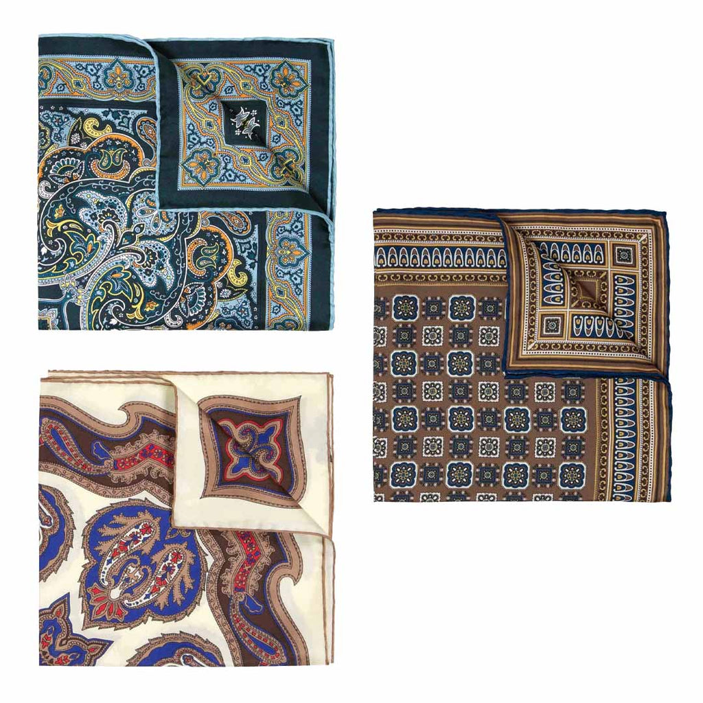 Riviera & Chianti Pocket Square Trio Serà Fine Silk