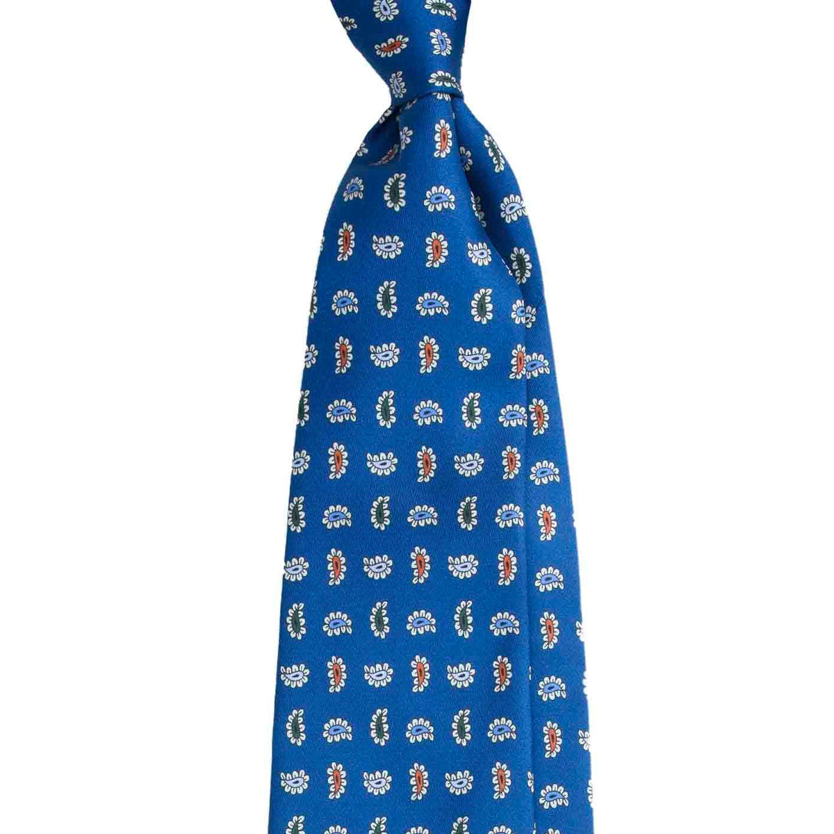 Royal Blue Silk Tie with Colorful Paisley Pattern | Serà Fine Silk