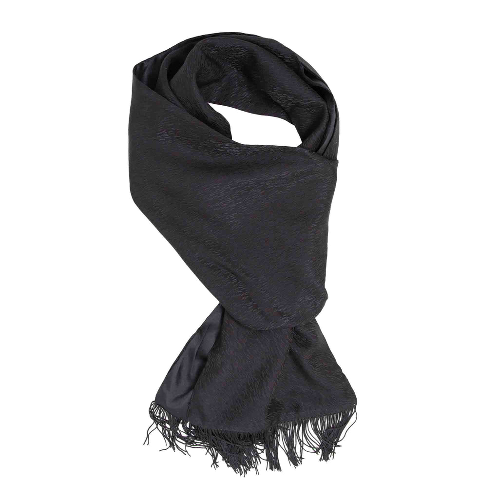 Black Textured Silk Scarf Serà Fine Silk