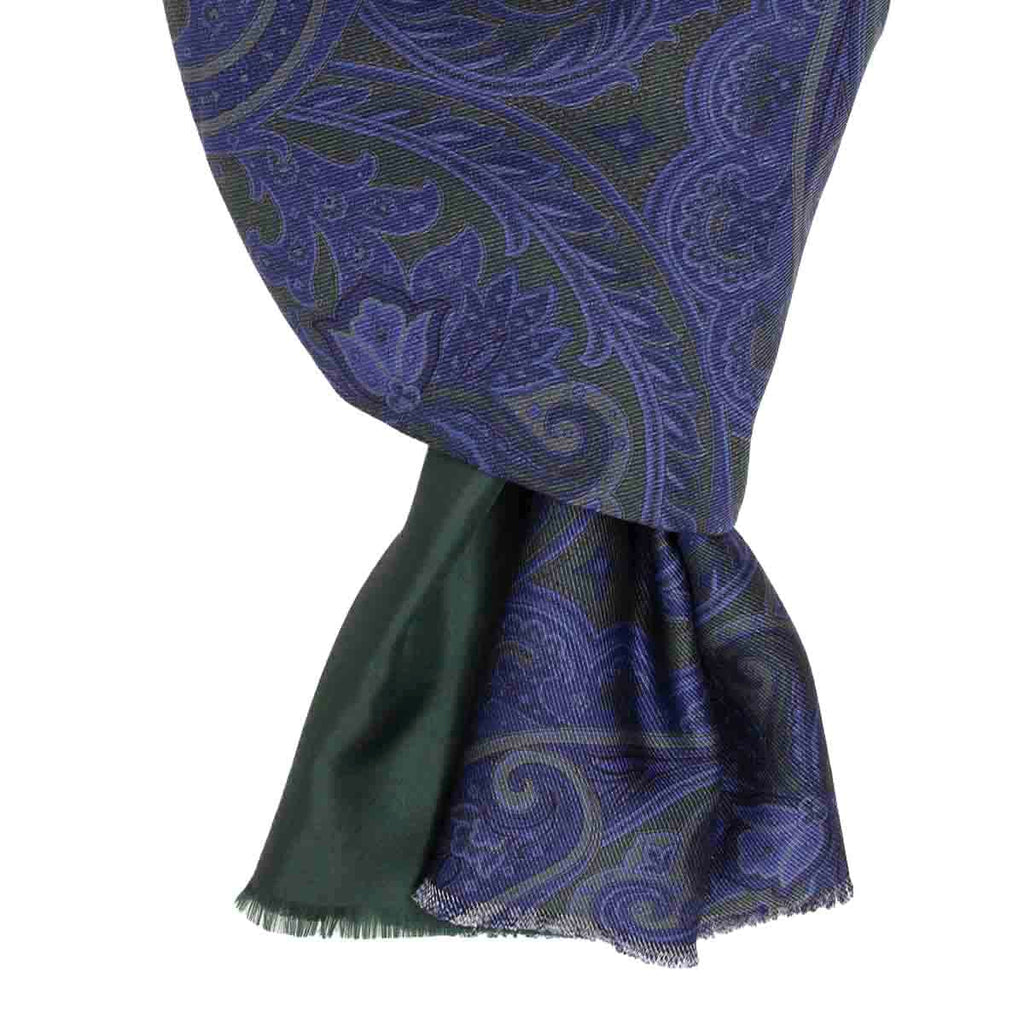 Sartorial Fringed Scarf, Cashmere and Silk, Purple and Black, Made in Italy