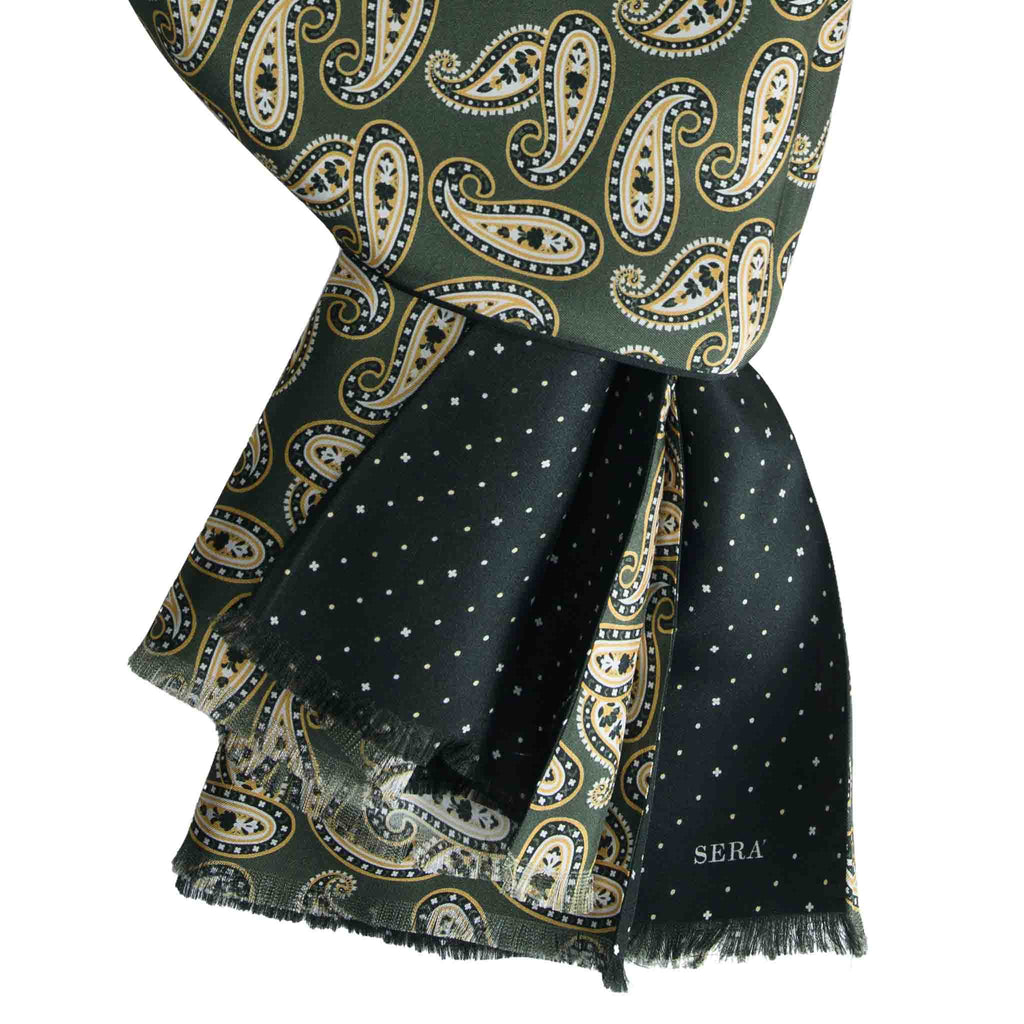 Green Silk Scarf with Paisley Pattern Serà Fine Silk