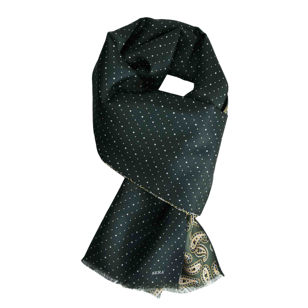 Green Silk Scarf with Paisley Pattern Serà Fine Silk