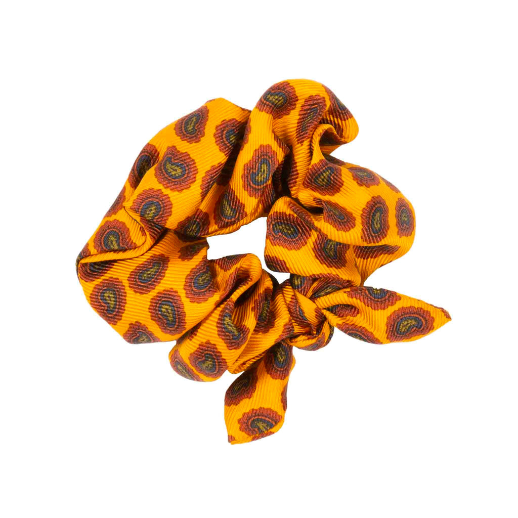 Saffron Yellow Paisley Silk Scrunchy Serà Fine Silk