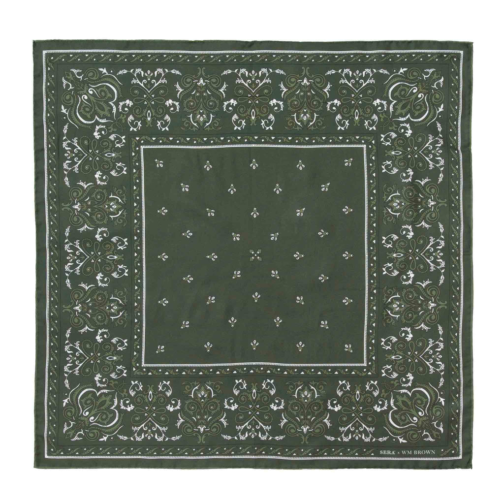 Serà x WM Brown - Cotton & Silk Green Bandana Serà Fine Silk