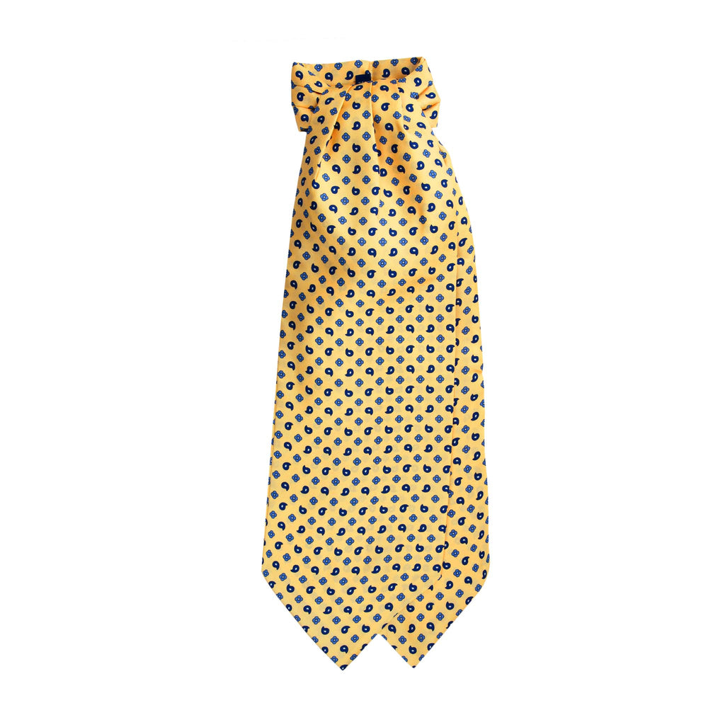 Yellow Pattern Silk Ascot Serà Fine Silk