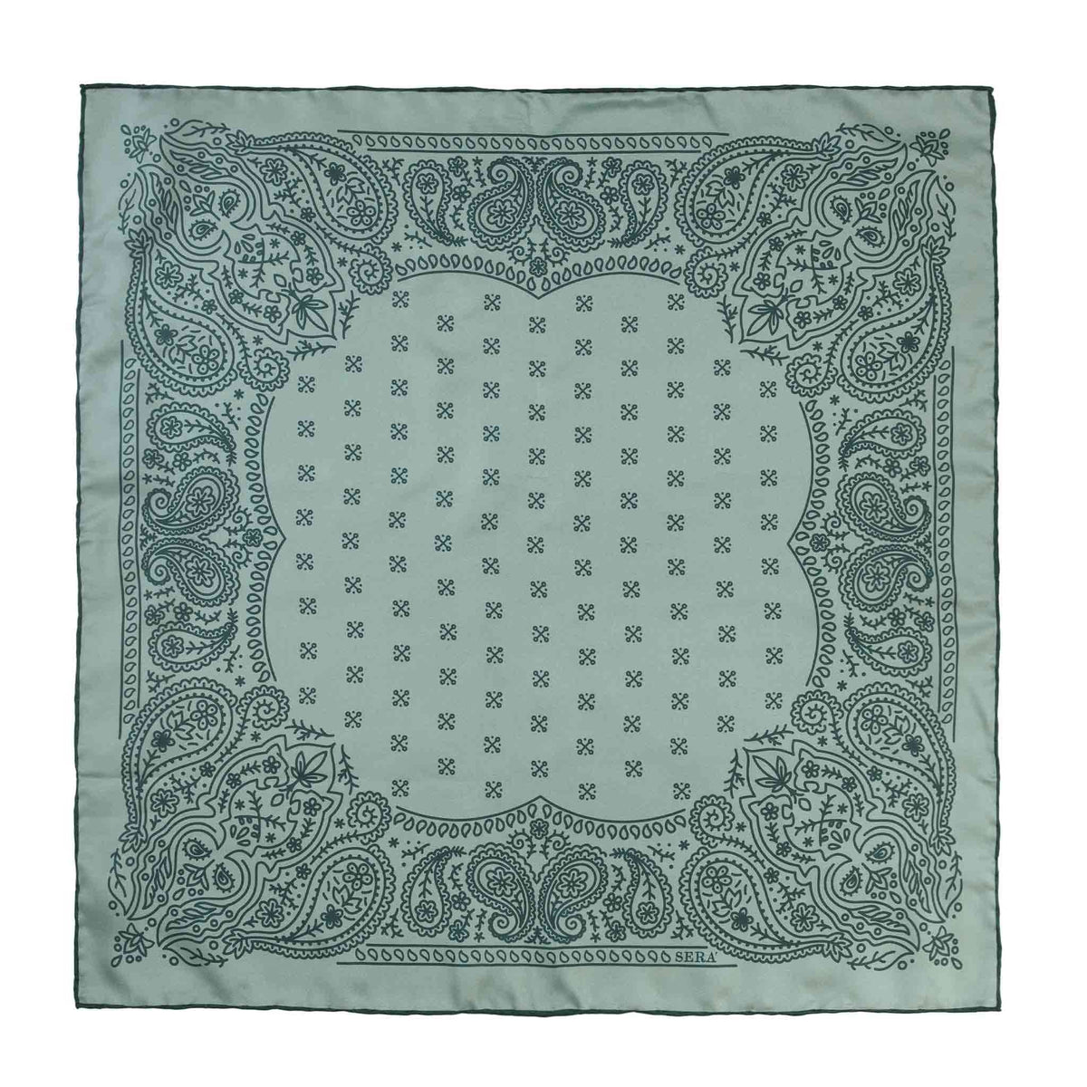 Simple Paisley Green Silk Bandana | Serà Fine Silk