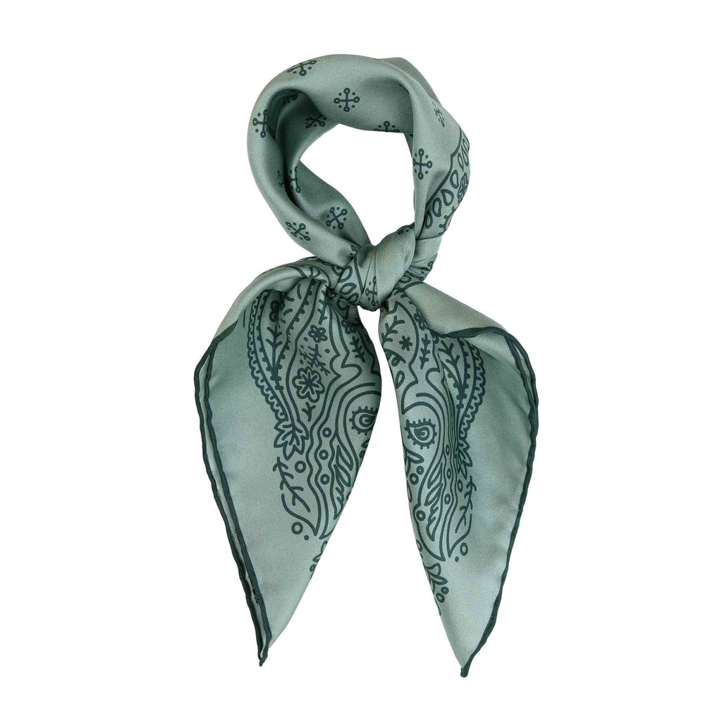 Simple Paisley Green Silk Bandana | Serà Fine Silk