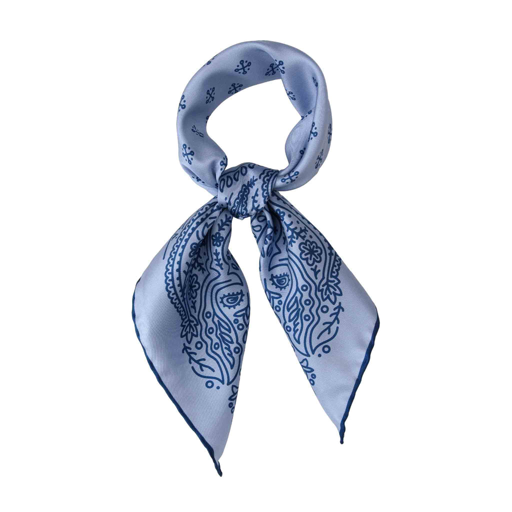 Simple Paisley Light Blue Silk Bandana | Serà Fine Silk