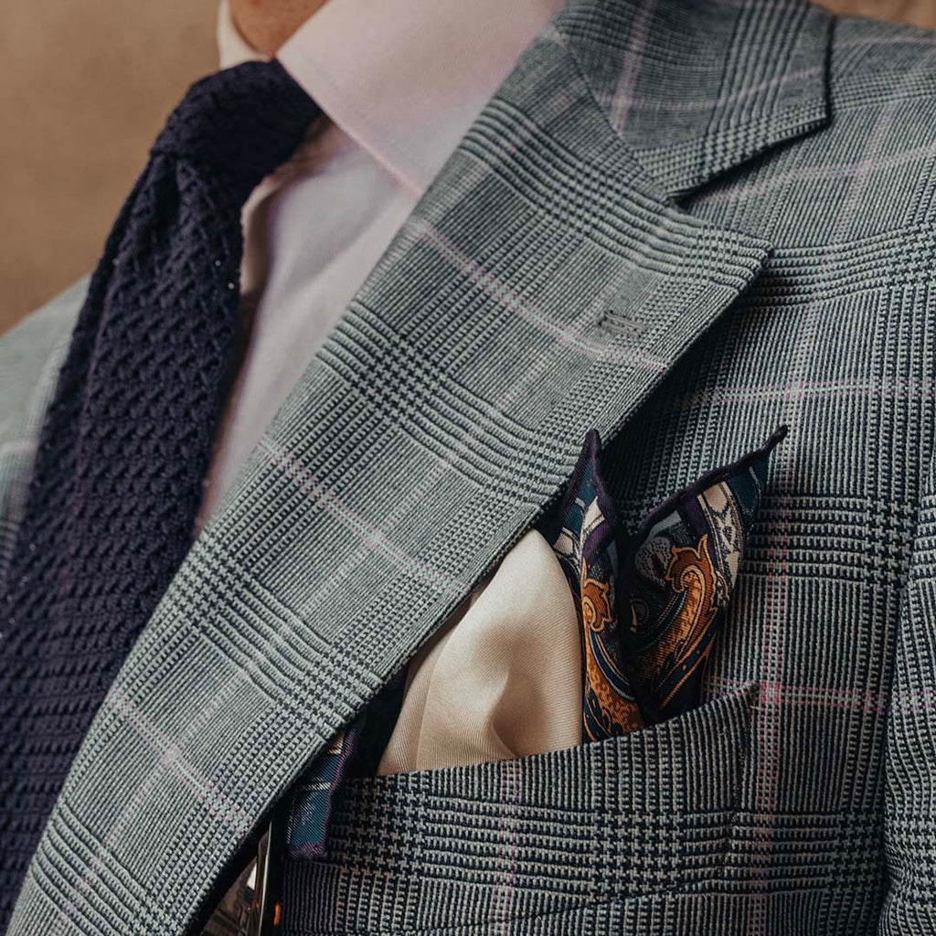 Firenze Blue and Purple Pocket Square Serà Fine Silk