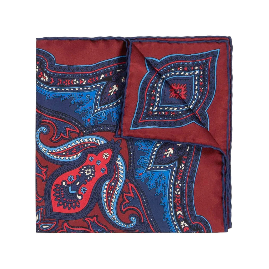 Burgundy Silk Tie & Blackberry Ripasso Pocket Square Set Serà Fine Silk 
