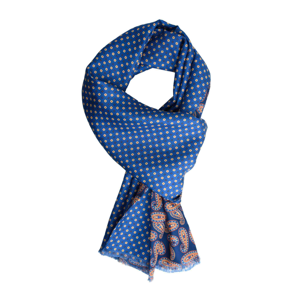 Blue Silk Scarf with Paisley Pattern Serà Fine Silk