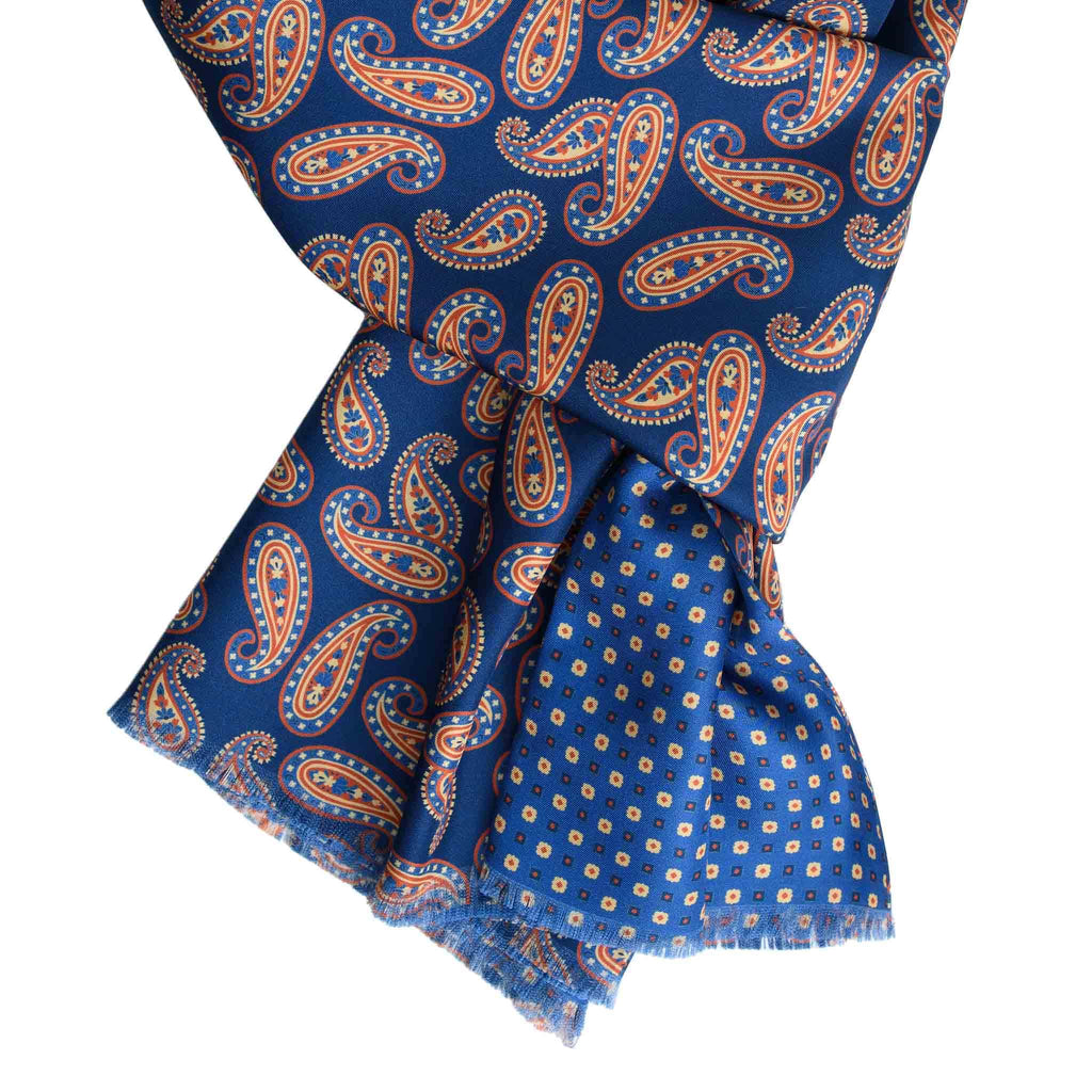 Blue Silk Scarf with Paisley Pattern Serà Fine Silk