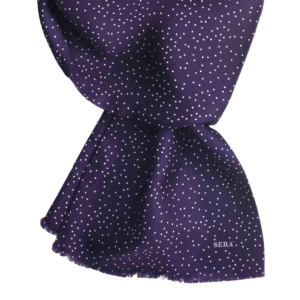 Purple Silk Scarf with Small White Dots Serà Fine Silk 