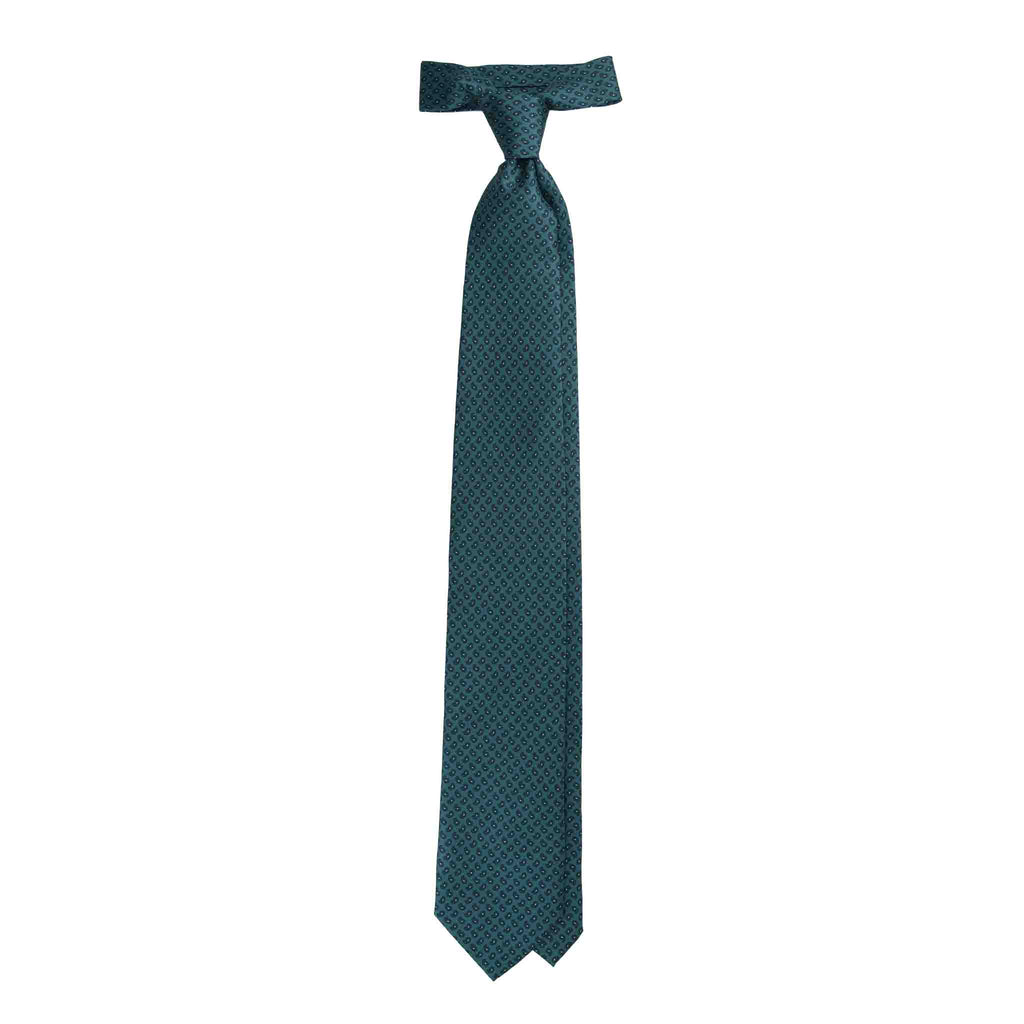 Green Silk Tie with Small Dark Green Paisley Serà Fine Silk