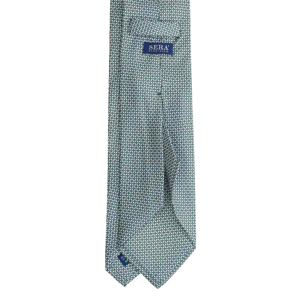 Green Silk Tie with White Small Circles Serà Fine Silk