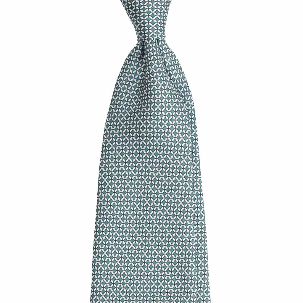 Green Silk Tie with White Small Circles Serà Fine Silk