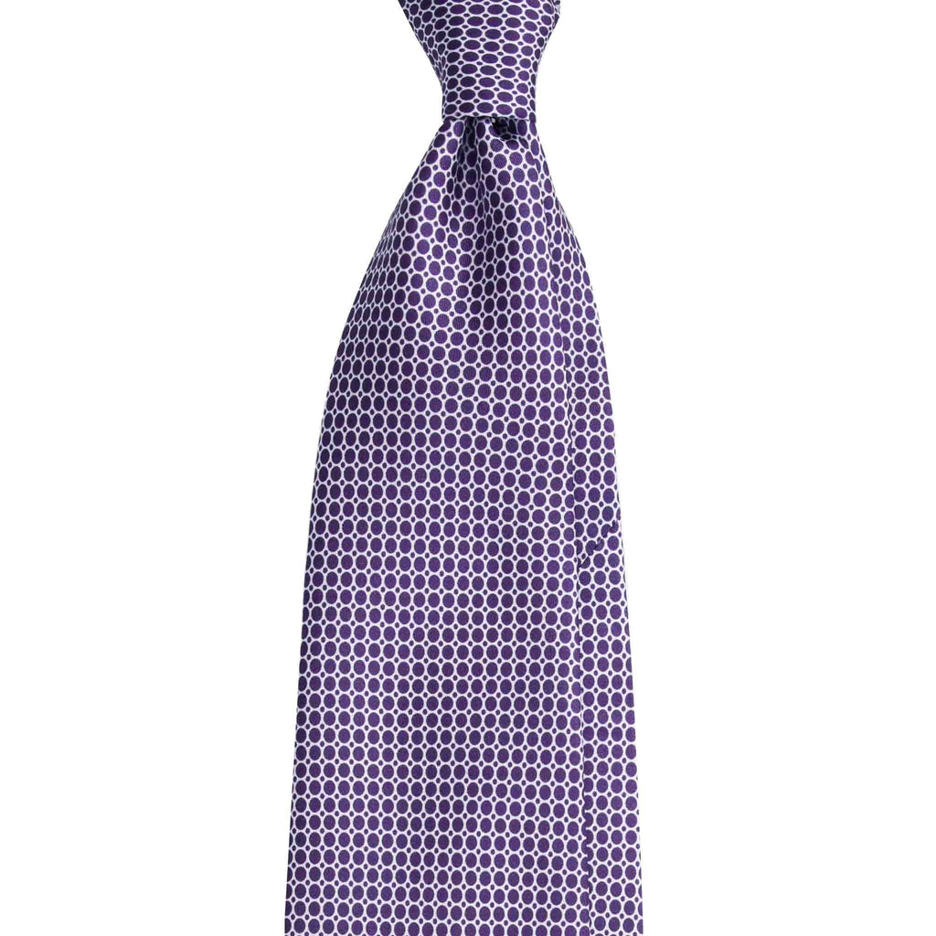 Purple Silk Tie with Small White Circles Serà Fine Silk