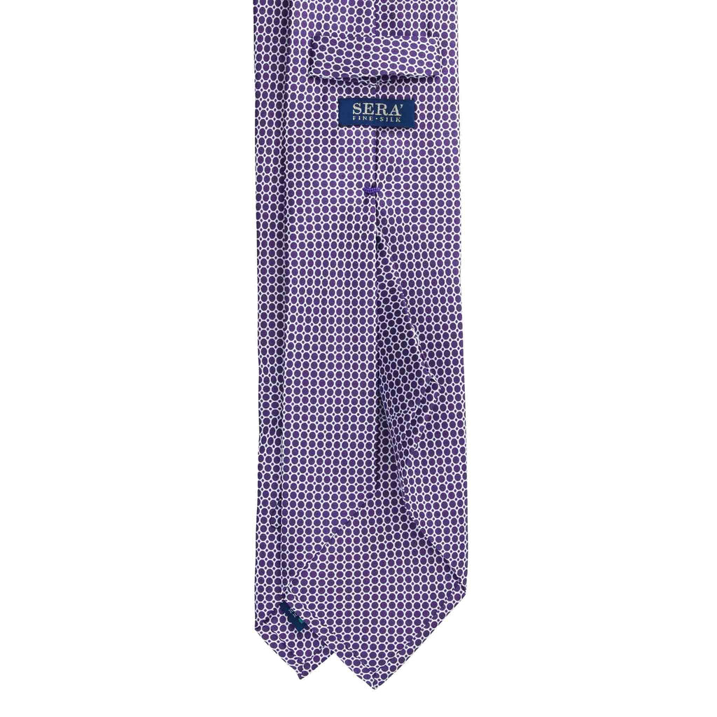 Purple Silk Tie with Small White Circles Serà Fine Silk