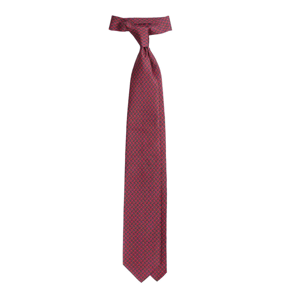 Red Silk Tie with Small Burgundy Paisley Serà Fine Silk