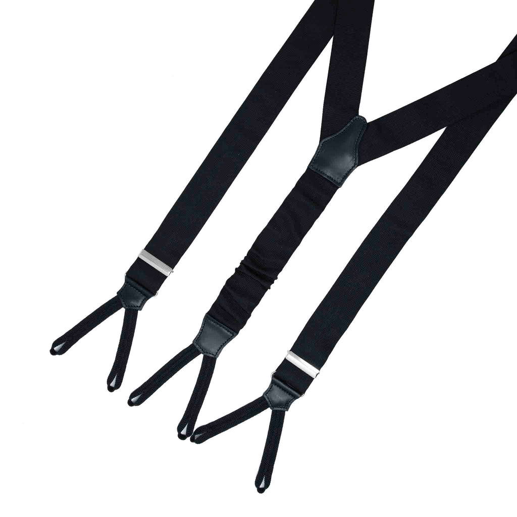 Black Grosgrain Barathea Silk Suspenders Serà Fine Silk