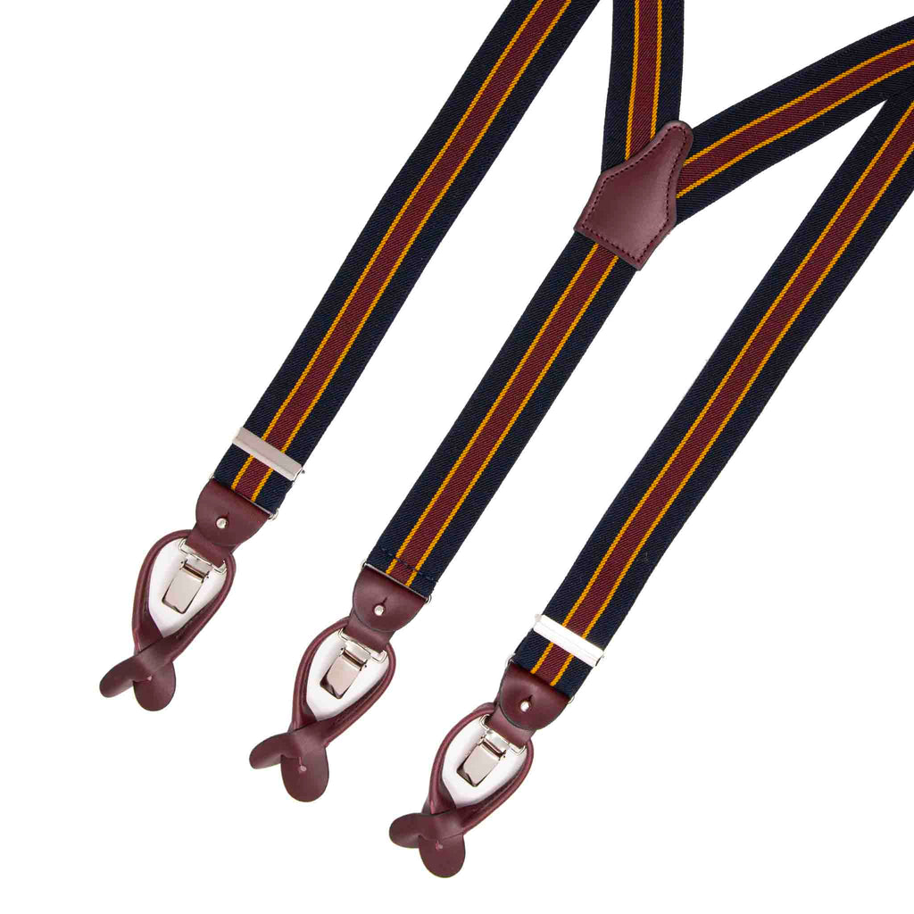 Regimental Blue Elastic Suspenders Serà Fine Silk