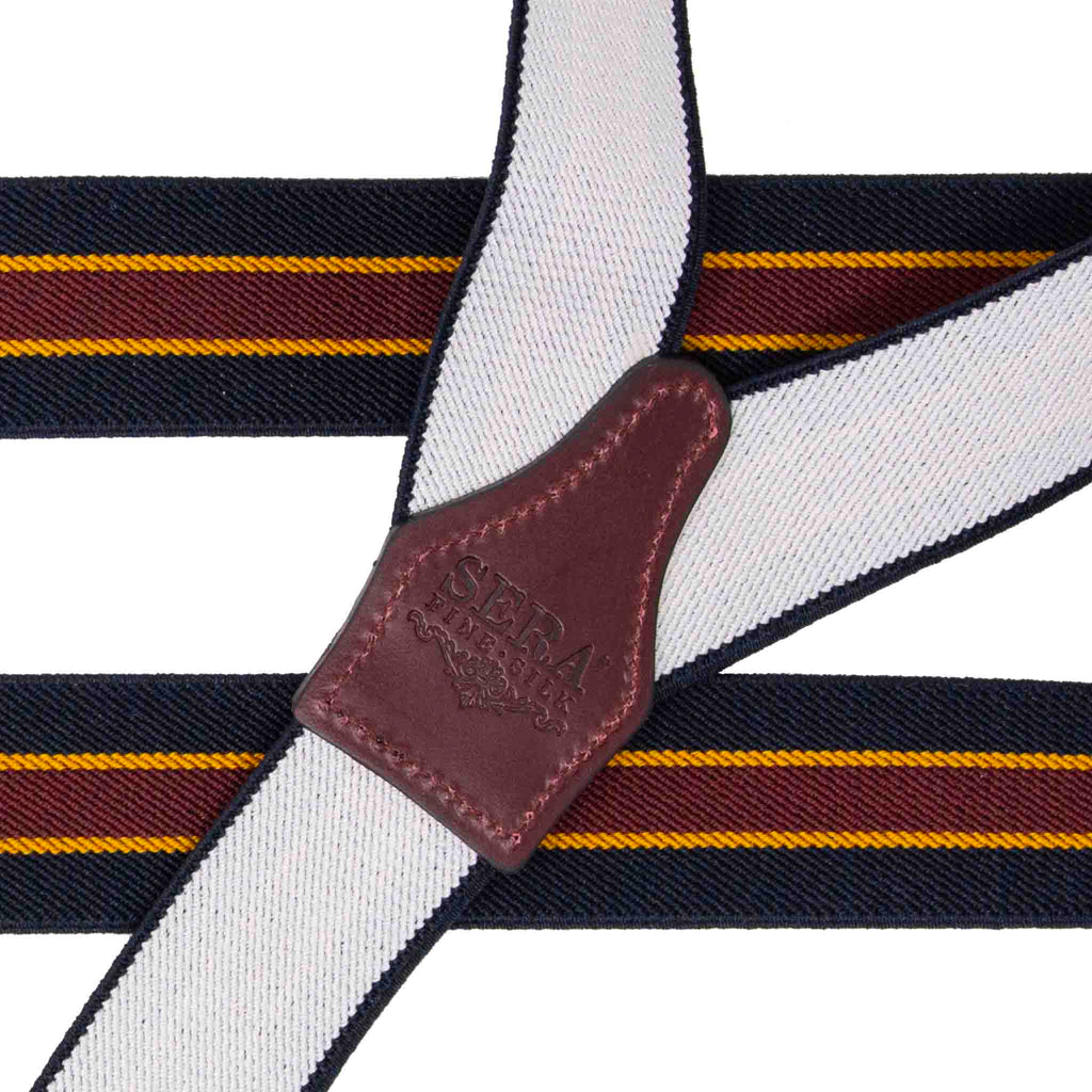 Regimental Blue Elastic Suspenders Serà Fine Silk
