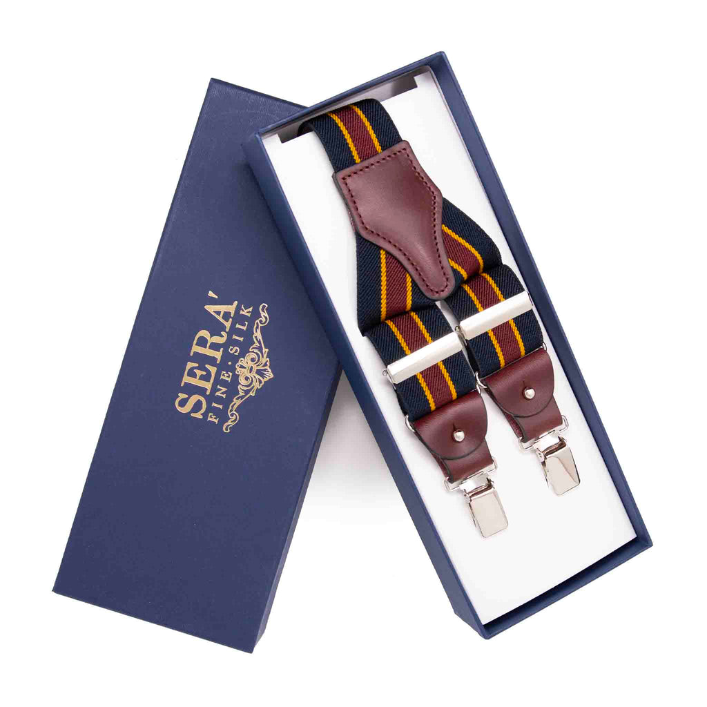 Regimental Blue Elastic Suspenders Serà Fine Silk