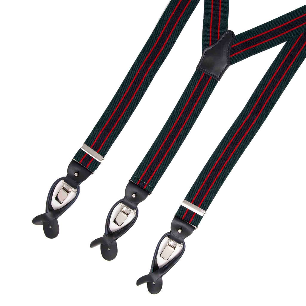 Regimental Green Elastic Suspenders Serà Fine Silk