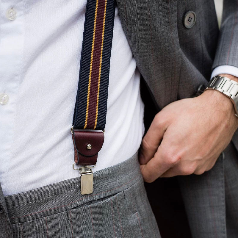 Regimental Blue Elastic Suspenders Serà Fine Silk