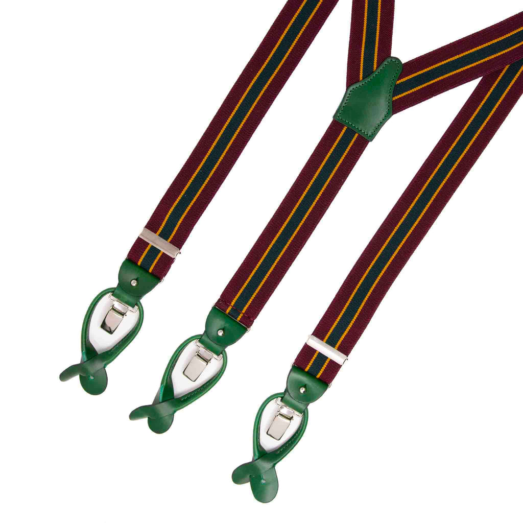 Regimental Burgundy Elastic Suspenders Serà Fine Silk