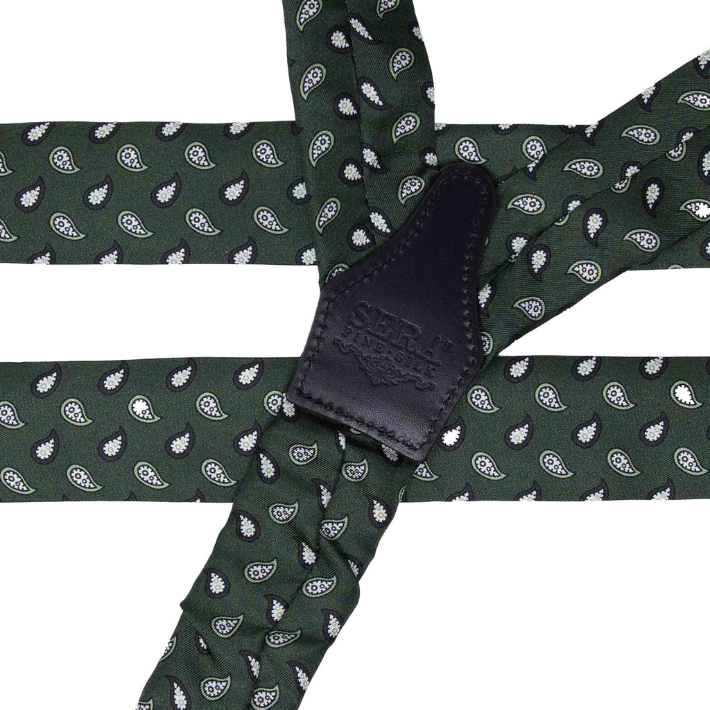 Green Paisley Silk Suspenders Serà Fine Silk
