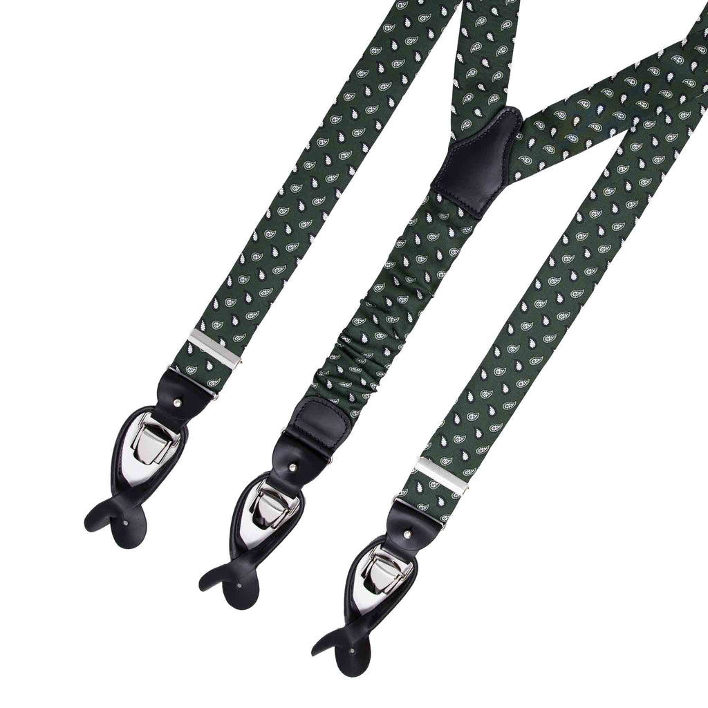 Green Paisley Silk Suspenders Serà Fine Silk