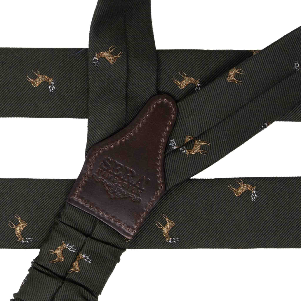 Green Deers Silk Jacquard Suspenders Serà Fine Silk