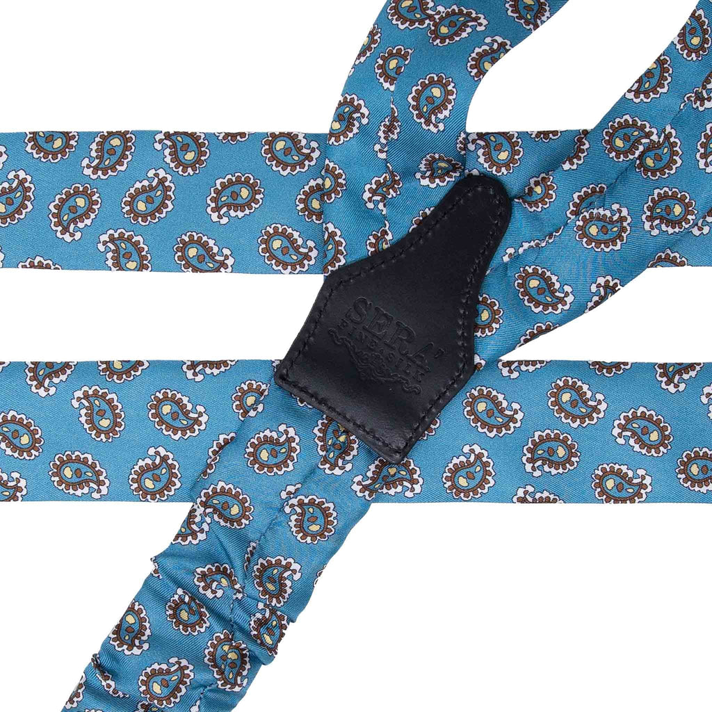 Light Blue Paisley Silk Suspenders Serà Fine Silk