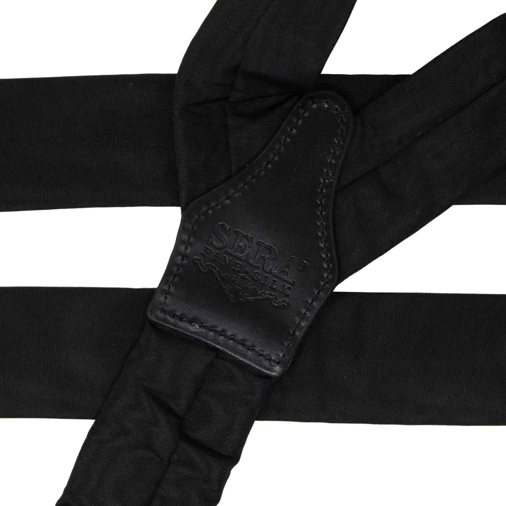 Black Moire Silk Suspenders Button Only Serà Fine Silk