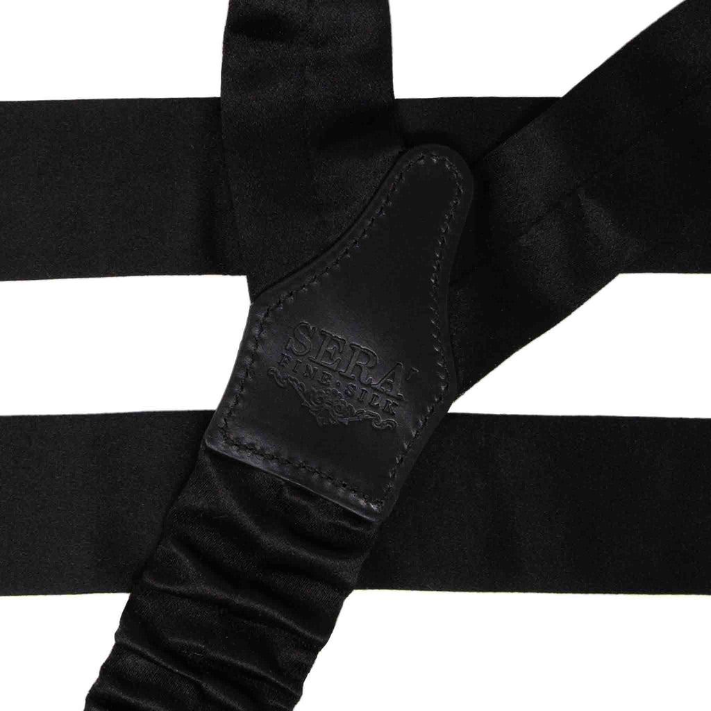 Black Satin Barathea Tuxedo Silk Suspenders Serà Fine Silk