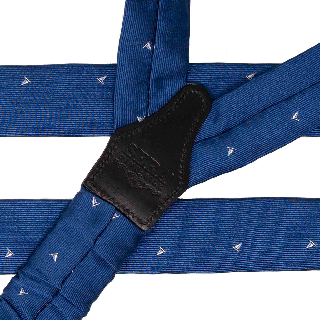 Blue with Boats Jacquard Silk Suspenders Serà Fine Silk