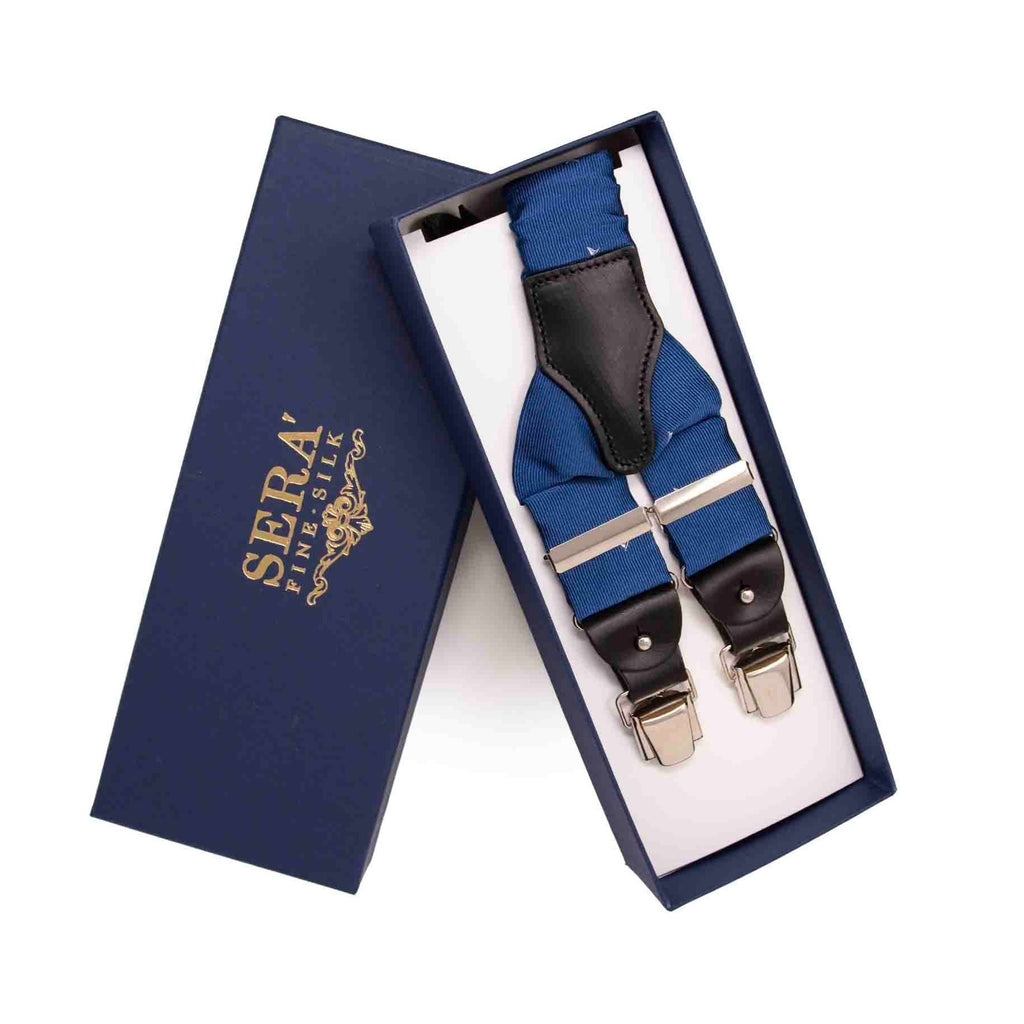 Blue with Boats Jacquard Silk Suspenders Serà Fine Silk