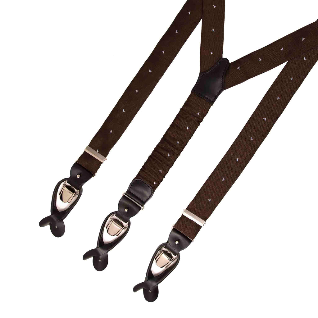 Brown with Boats Jacquard Silk Suspenders Serà Fine Silk