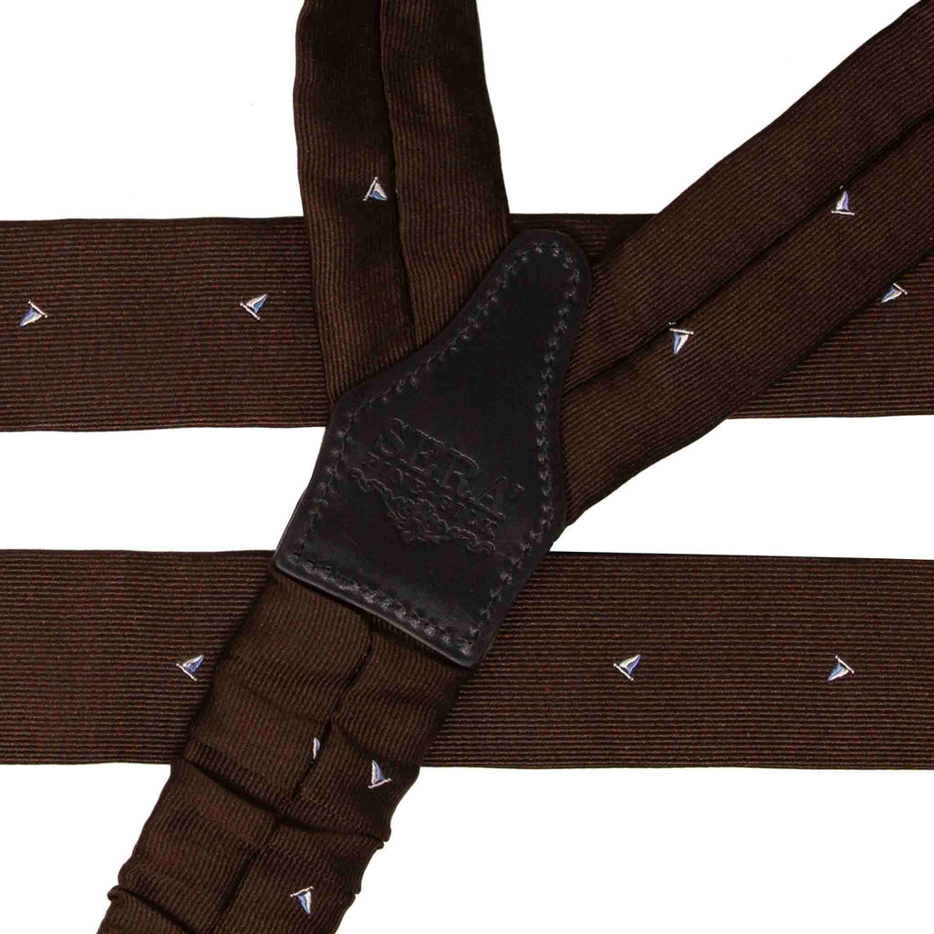 Brown with Boats Jacquard Silk Suspenders Serà Fine Silk