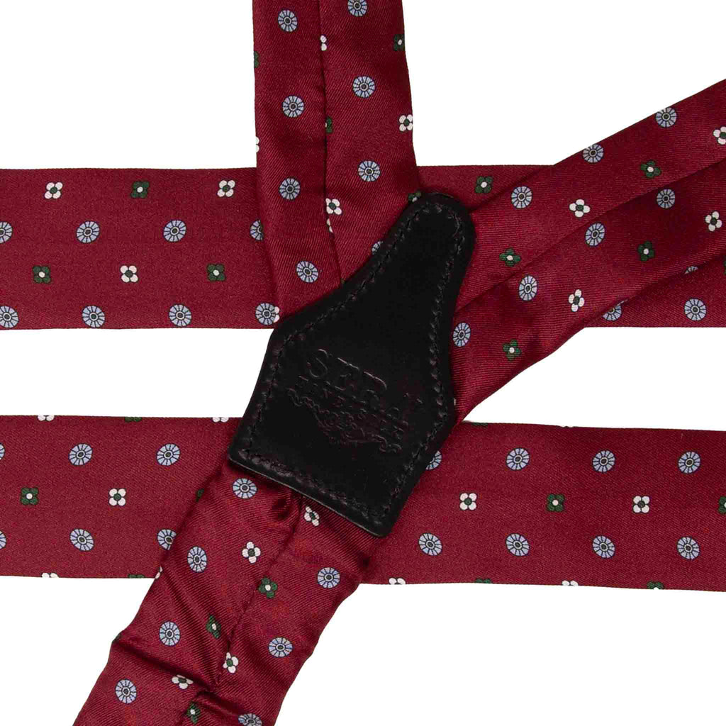 Burgundy with small pattern Silk Suspenders Serà Fine Silk
