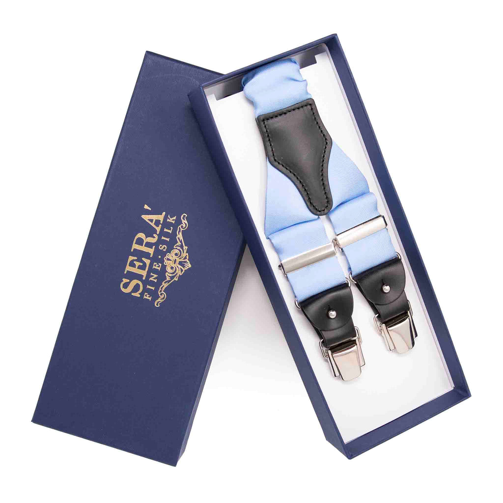 Light Blue Silk Suspenders Serà Fine Silk